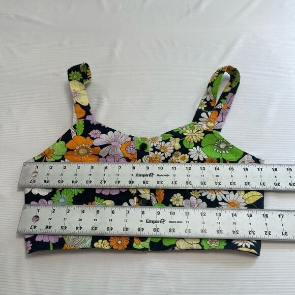 MAJE Liseven Floral Crop Top Woven Cotton Multicolor Button Front Size 3 - Picture 3 of 7